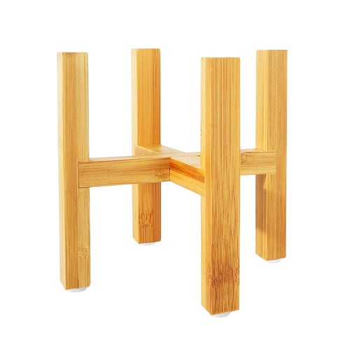 natural bamboo wooden plant stand square cross base for indoor plant pots - main product view