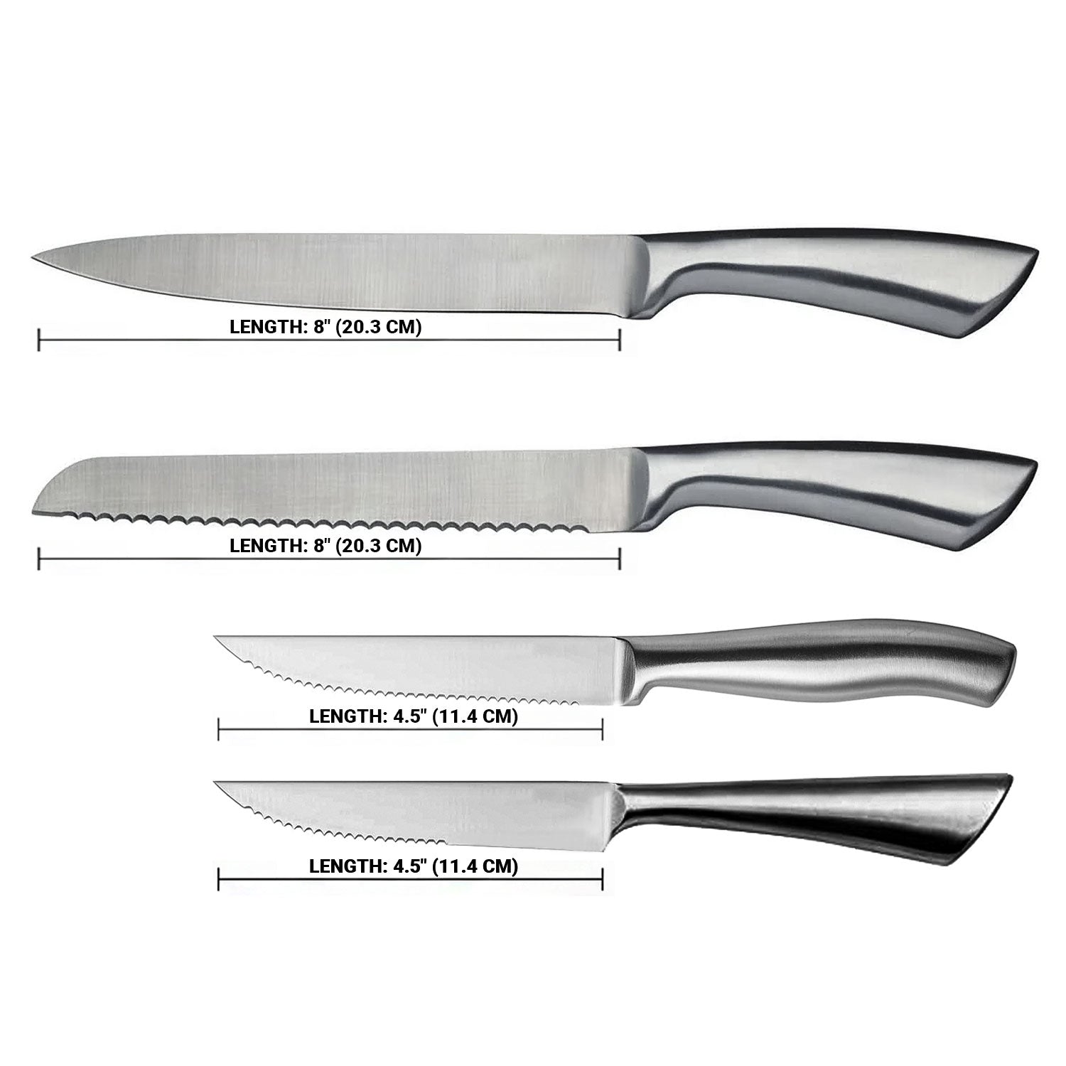 Stainless Steel Chef's Knife Set — 4-Piece Professional Kitchen Knives