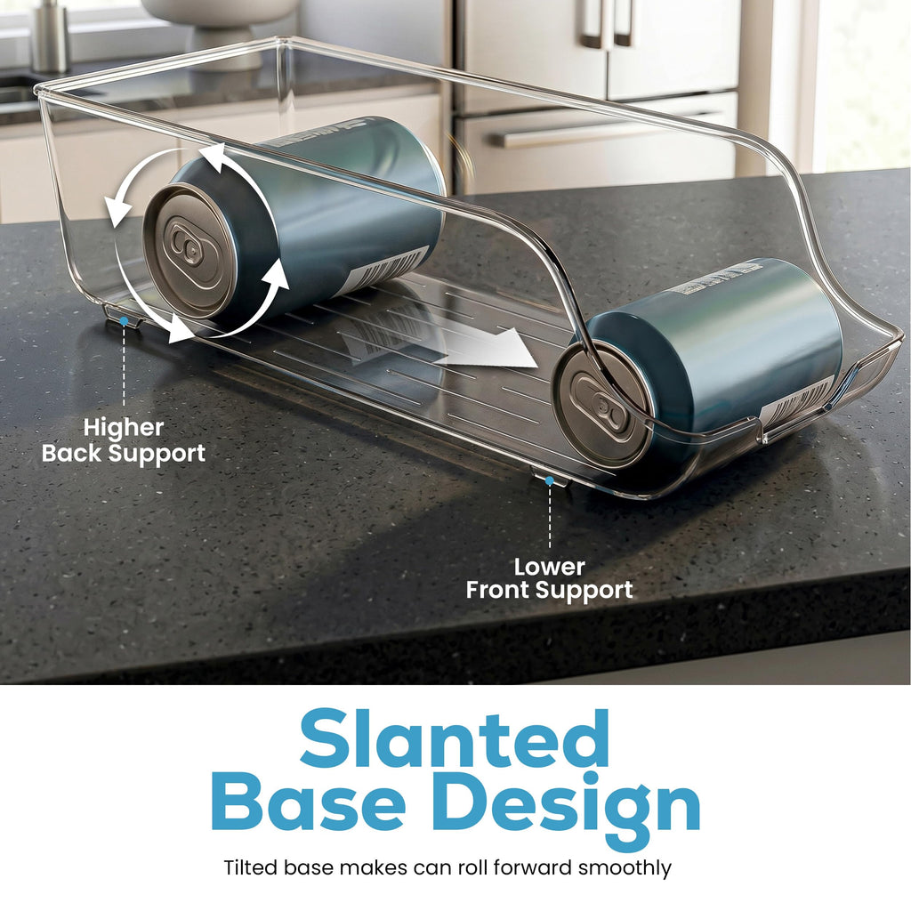 Soda Can Dispenser for Refrigerator, Clear Fridge Can Organizer Holder for Drinks, Cans & Kitchen Storage