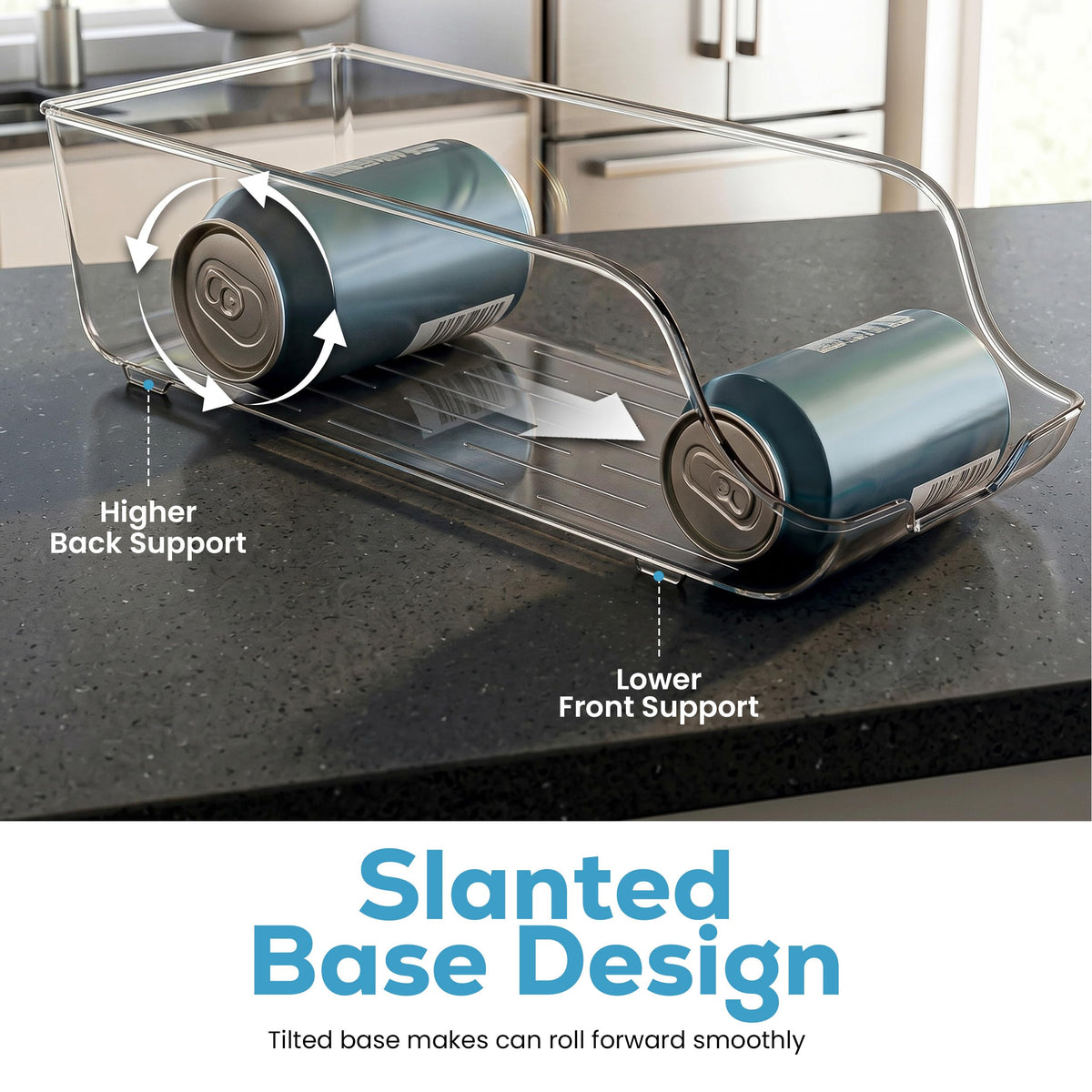 Soda Can Dispenser for Refrigerator, Clear Fridge Can Organizer Holder for Drinks, Cans & Kitchen Storage