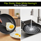 Nonstick Frying Pan Set 3-Piece with Induction Bottom, 8, 9.5 & 11 Inch Aluminum Cookware for Frying, Sautéing & Daily Cooking