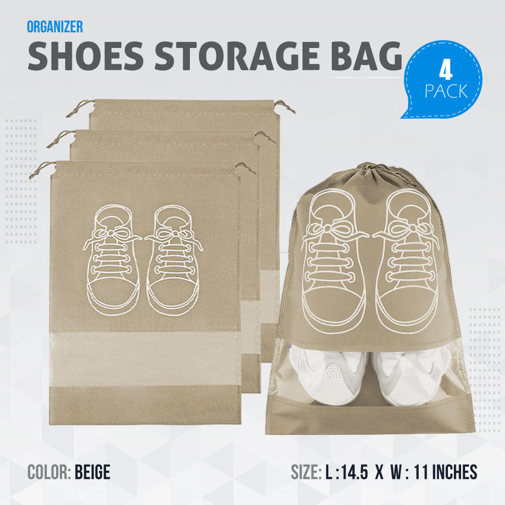 Shoe Bags for Travel Dust-proof Clear Window Non-Woven with Rope packing luggage suitcase Pouch Storage Organizer for Men and Women Fast Forward