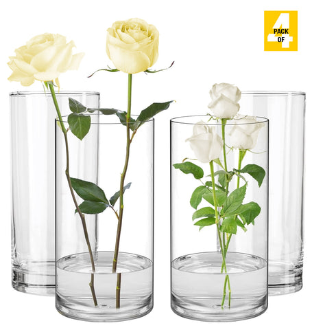 Elegant 6-Inch Plastic Acrylic Cylinder Vases - Clear Centerpieces for Weddings, Parties,Floating Candles & Versatile Home Decor