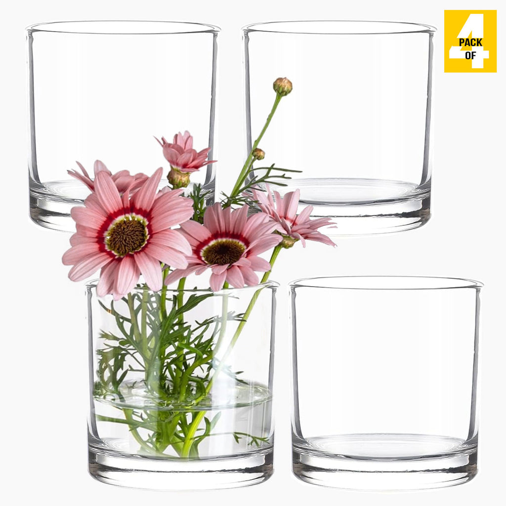 3.7-Inch Clear Plastic Acrylic Cylinder Vases - Versatile Centerpieces for Home, Weddings & Parties