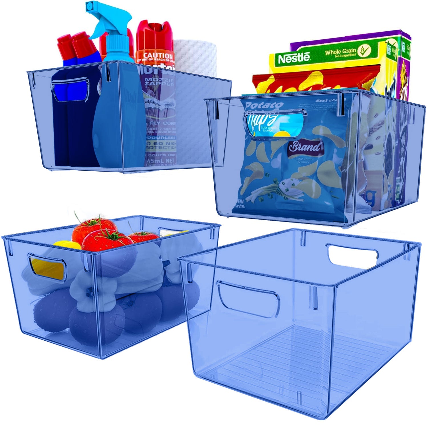 Fast Forward Organizer Bins Clear Pack of 2 - Streamline Your Pantry and Fridge Organization