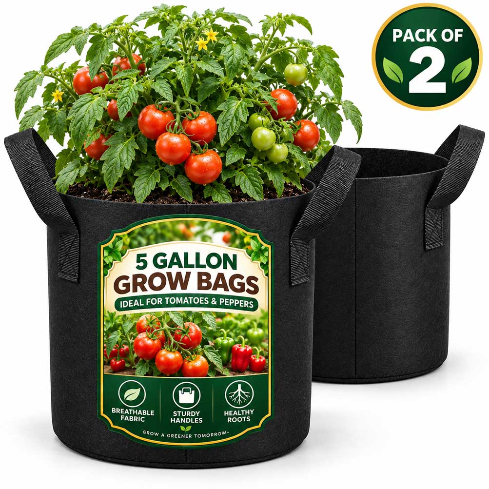Heavy Duty Nonwoven Fabric Grow Bags with Handles – Pack of 2