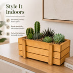 Rustic Wooden Planter & Storage Box | Decorative Wooden Box for Plants, Flowers & Kitchen Organizer