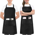 Apron with 2 Pockets Adjustable Bib & Neck Strap with Extra Long Ties Pack of 2