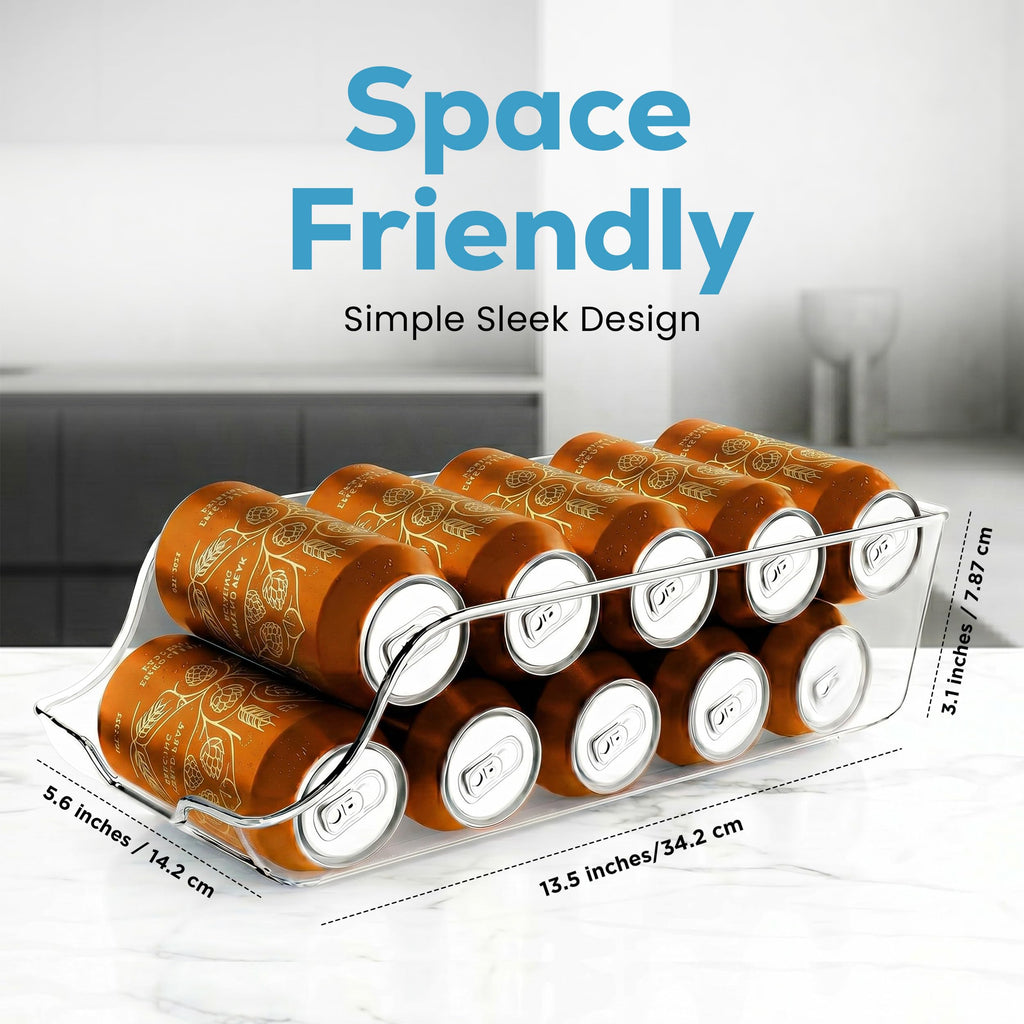 Soda Can Dispenser for Refrigerator, Clear Fridge Can Organizer Holder for Drinks, Cans & Kitchen Storage