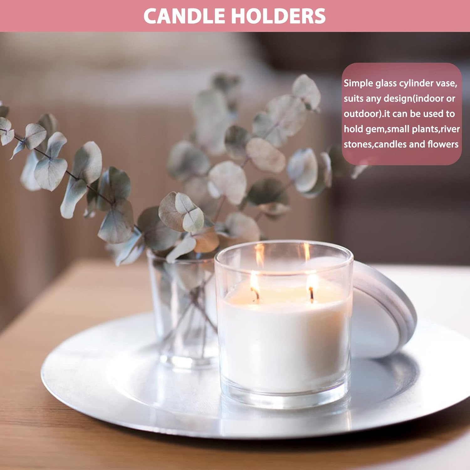 3.7-Inch Clear Plastic Acrylic Cylinder Vases - Versatile Centerpieces for Home, Weddings & Parties