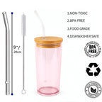 16oz Acrylic Sipper Tumbler with Bent Straw – BPA Free, Airtight Wooden Lid, Crystal Clear Body – Durable & Stylish Cup for Home, Office, Picnic, Outdoor Parties