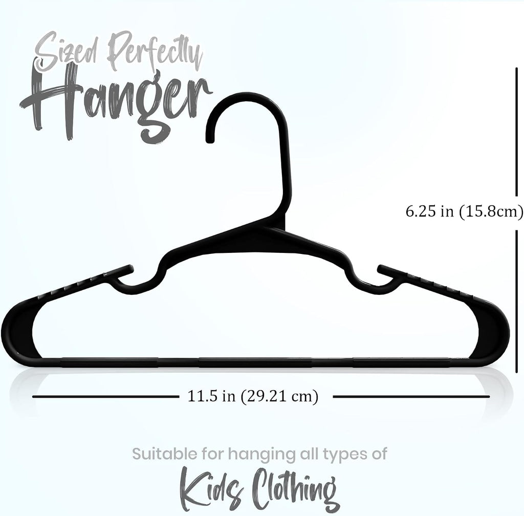 Kids Hangers Pack of 20, Non-Slip Durable Space-Saving Plastic Clothes Hangers for Baby, Toddler & Children’s Wardrobe