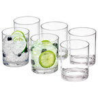 Fast Forward Unbreakable Plastic Tumblers (Set of 6) - BPA-Free Acrylic Glasses for Home & Outdoors - Stackable, Reusable, Lead-Free, and Dishwasher Safe - Clear Plastic Drinking Glasses (355ml & 474ml) (Copy) Fast Forward