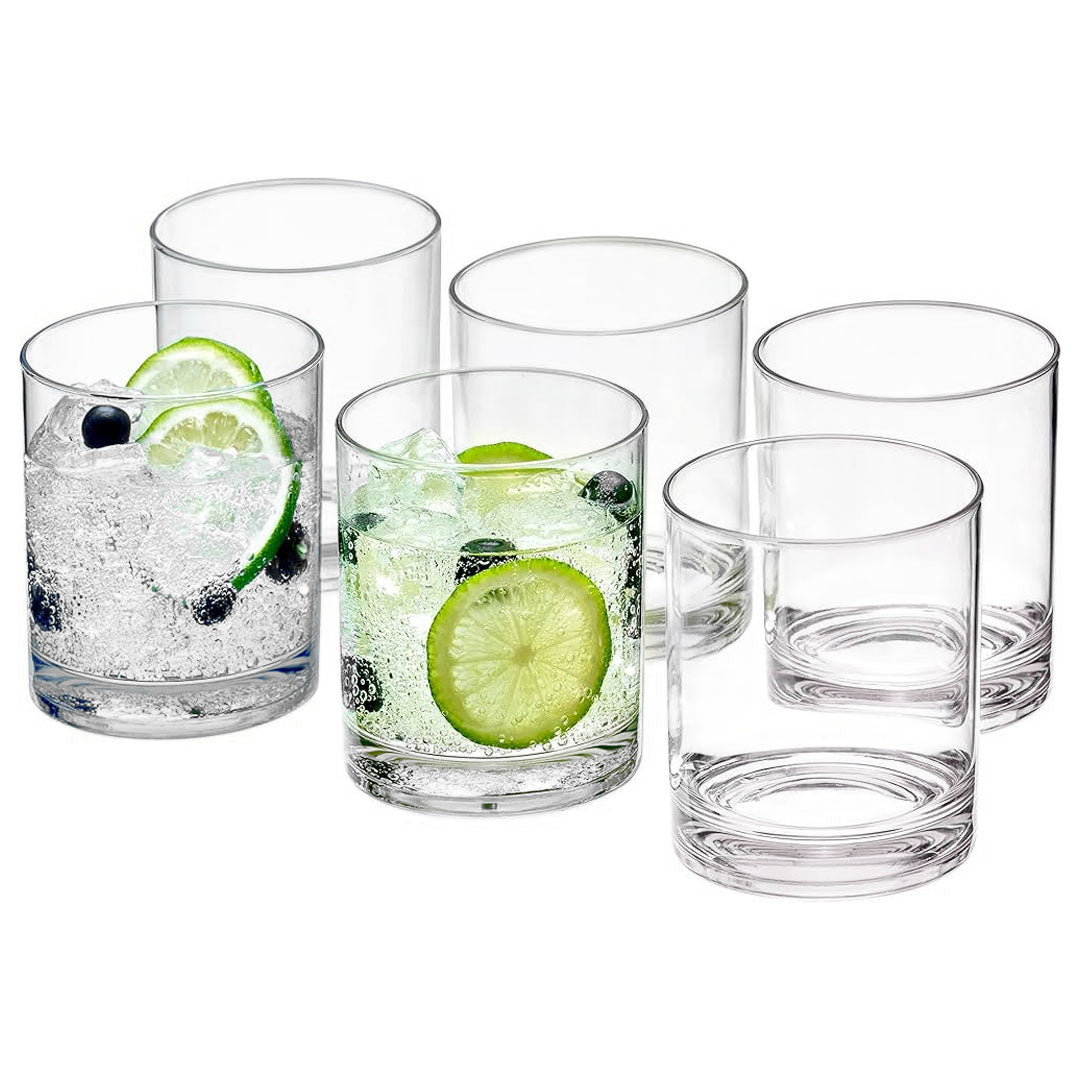 Fast Forward Unbreakable Plastic Tumblers (Set of 6) - BPA-Free Acrylic Glasses for Home & Outdoors - Stackable, Reusable, Lead-Free, and Dishwasher Safe - Clear Plastic Drinking Glasses (355ml & 474ml) (Copy) Fast Forward