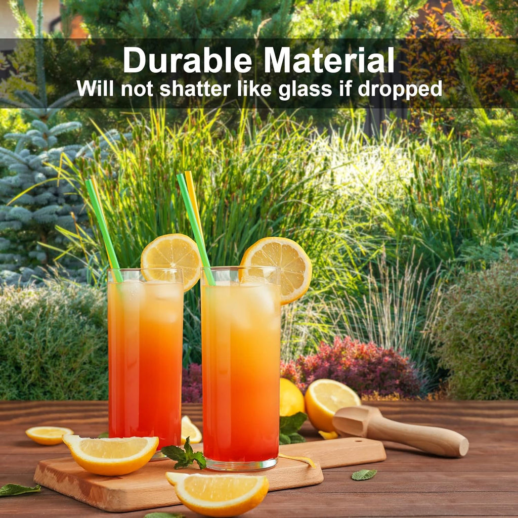 Fast Forward Unbreakable Plastic Tumblers (Set of 6) - BPA-Free Acrylic Glasses for Home & Outdoors - Stackable, Reusable, Lead-Free, and Dishwasher Safe - Clear Plastic Drinking Glasses (355ml & 474ml) Fast Forward