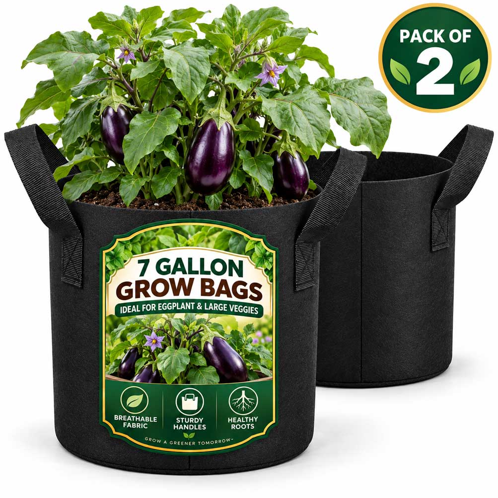 Heavy Duty Nonwoven Fabric Grow Bags with Handles – Pack of 2