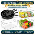 New Bride & Shadi Starter Box | 4-Piece Cast Iron Set, Tea Organizer & 2 Large Clear Bins