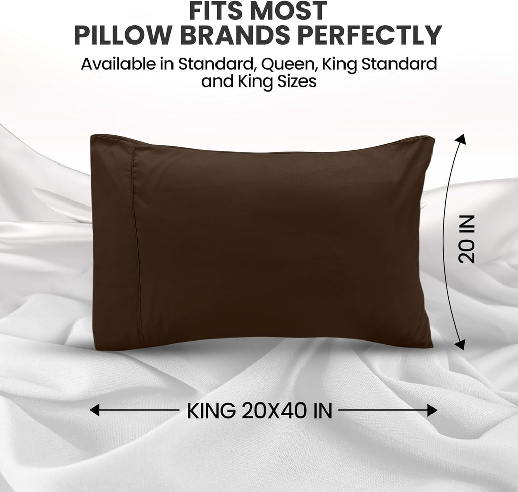 Pillowcases Pack of 2 – Ultra Soft Brushed Microfiber, Envelope Closure, Shrinkage & Fade Resistant, Queen (20x30 Inches) | King (20x40 Inches)