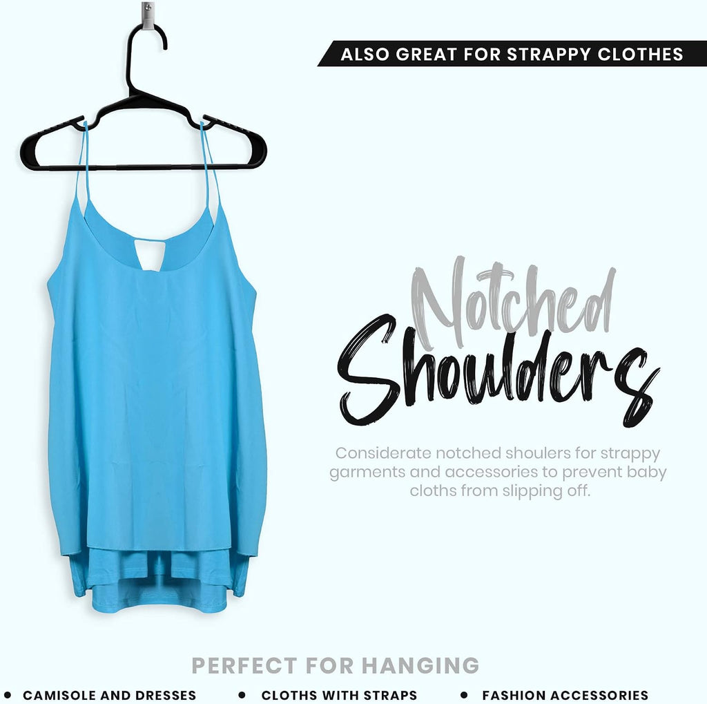 Kids Hangers Pack of 20, Non-Slip Durable Space-Saving Plastic Clothes Hangers for Baby, Toddler & Children’s Wardrobe