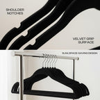 Premium Velvet Hangers Pack of 10, Non-Slip Clothes Hangers with Tie Bar & 360° Rotatable Hook for Wardrobe