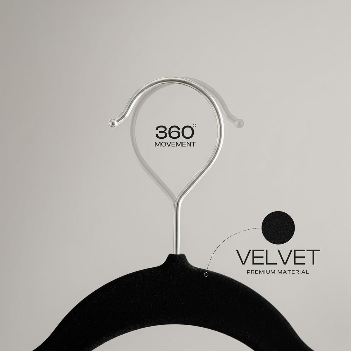 Premium Velvet Hangers Pack of 10, Non-Slip Clothes Hangers with Tie Bar & 360° Rotatable Hook for Wardrobe