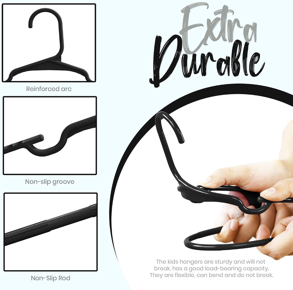 Kids Hangers Pack of 20, Non-Slip Durable Space-Saving Plastic Clothes Hangers for Baby, Toddler & Children’s Wardrobe
