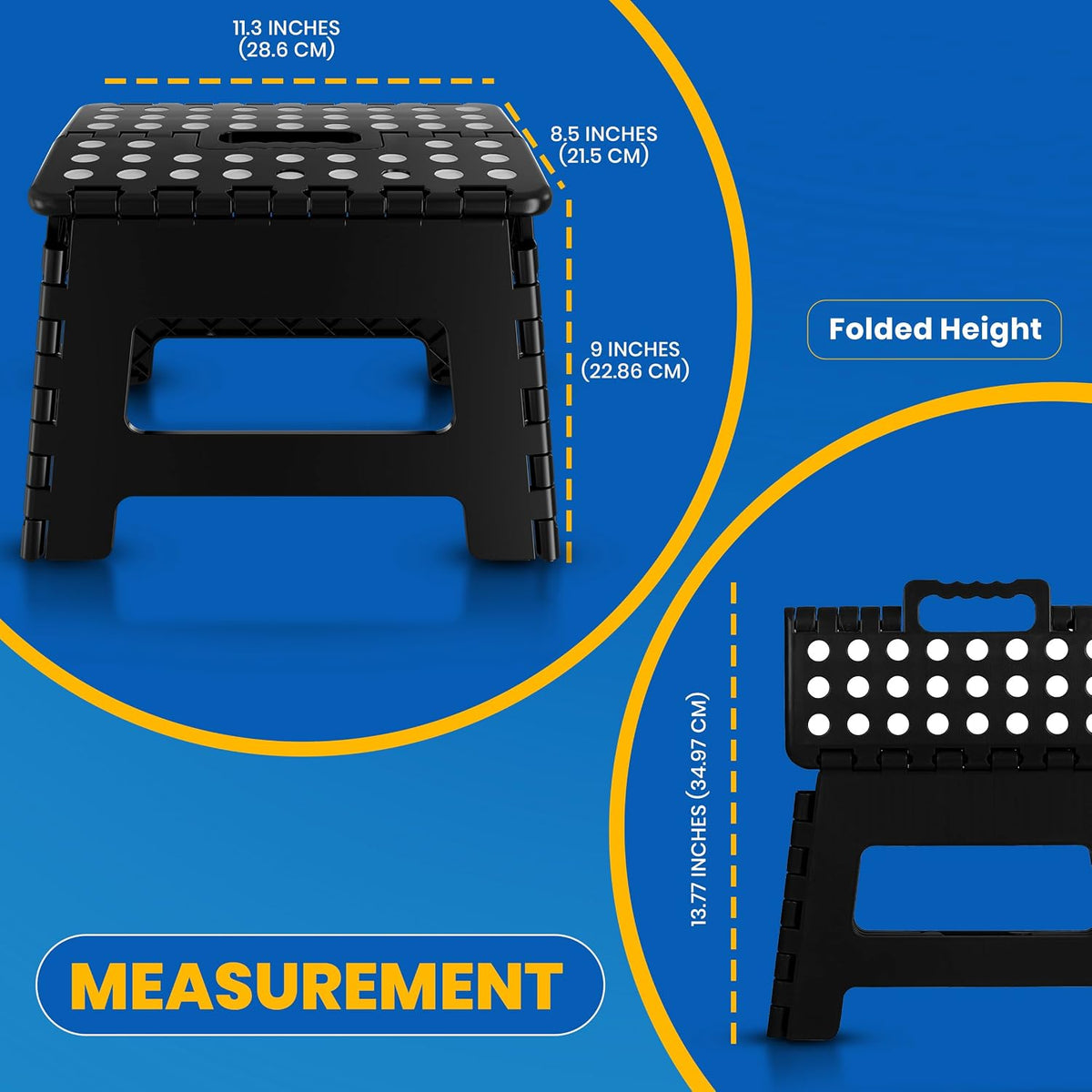 Foldable Step Stool for Kids & Home, Lightweight 11-Inch Wide Plastic Stool with 136kg Capacity for Bathroom Kitchen Use