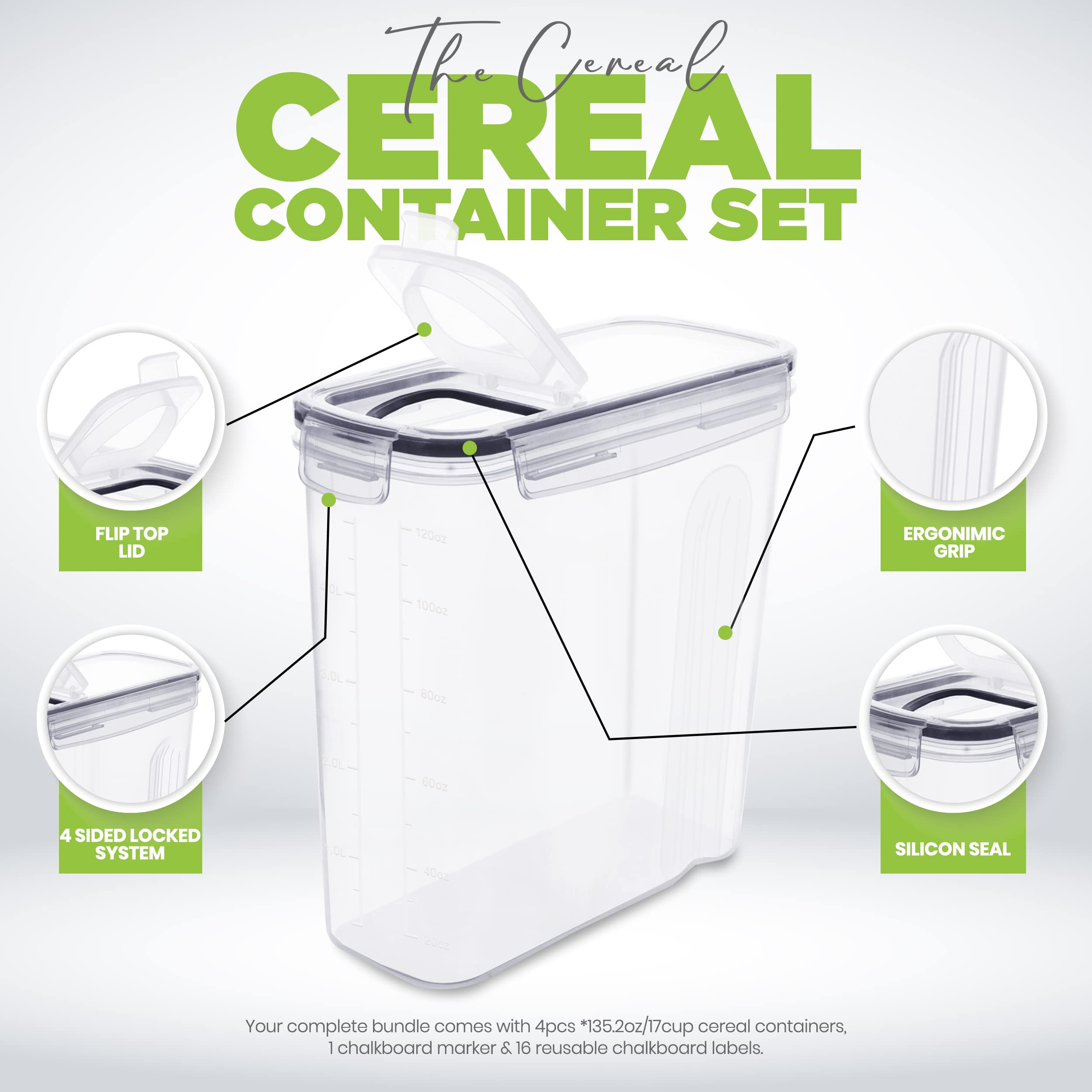Fast Forward Cereal Containers Storage - Airtight Food Storage Containers & Cereal Dispenser