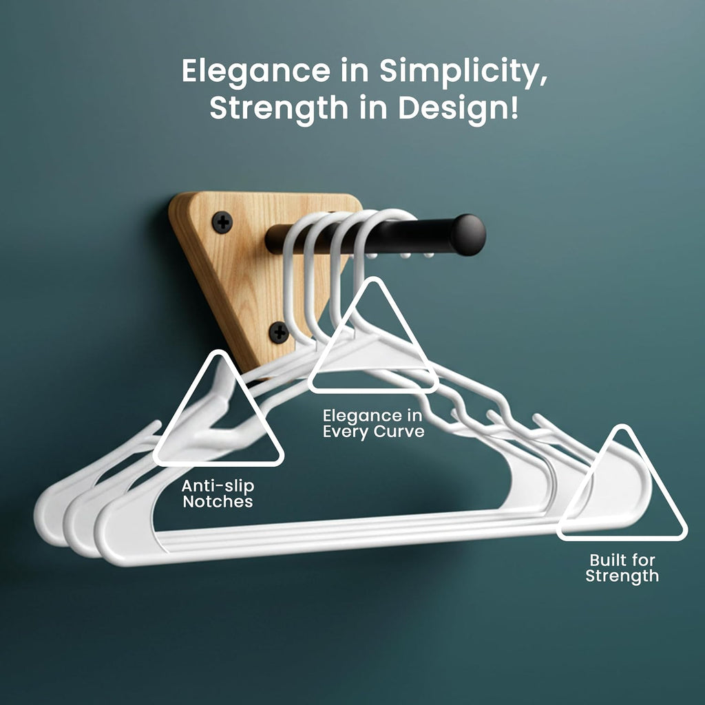 Plastic Hangers for Clothes Pack of 12, Space Saving Notched Wardrobe Hangers for Shirts, Dresses & Daily Use