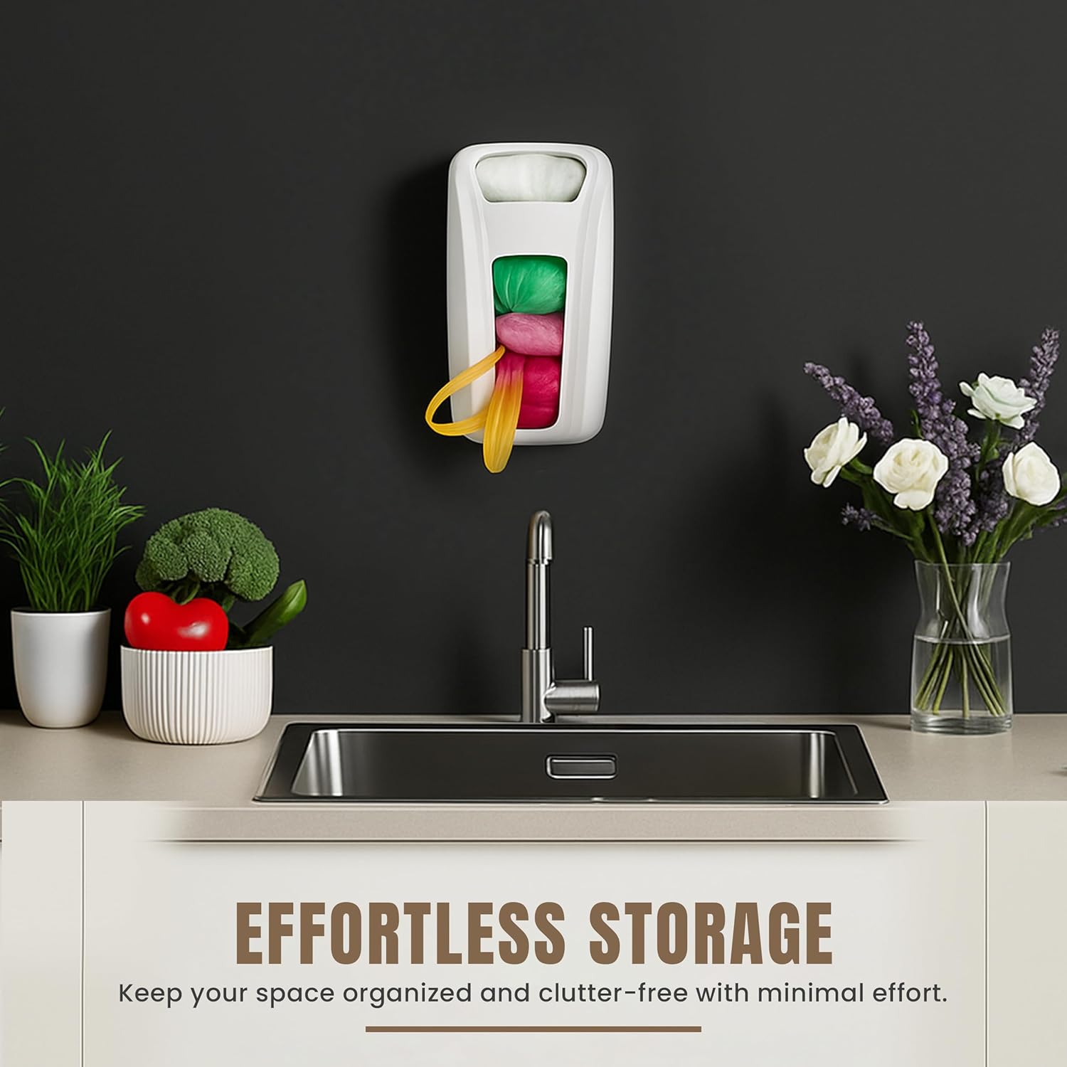 Plastic Bag Holder For Grocery Bags, Durable Plastic Bag Organizer Wall Mount, Storage Organizer & Saver for Grocery, Shopping & Trash Bags, Fast Forward