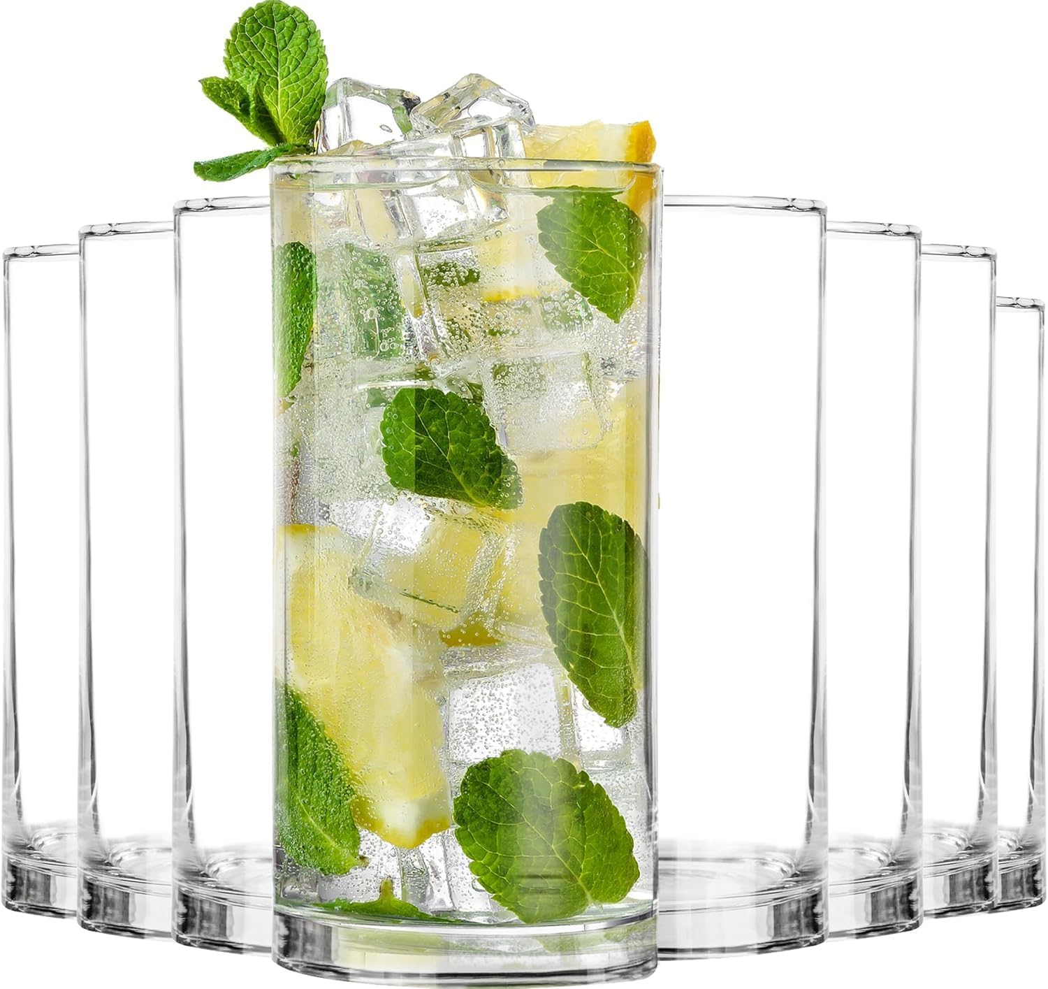 Unbreakable Plastic Tumblers (Set of 6) Large-474ml BPA-Free Acrylic Glasses for Home & Outdoors - Stackable, Reusable, Lead-Free, and Dishwasher Safe - Clear Plastic Drinking Glasses