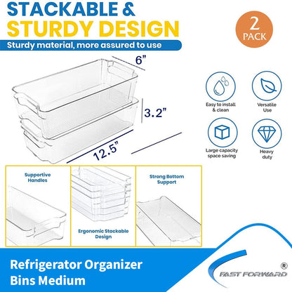 Fridge Organizer 2 Refrigerator Organizer Bins Storage Bins for Freezers Countertops and Cabinets Pantry Organization Fast Forward