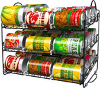 Kitchen Storage Rack Organizer 16.5 x 12.5 x 13.5 Inch, Stackable, Holds Upto 36 Cans for Kitchen Cabinet or Pantry Fast Forward