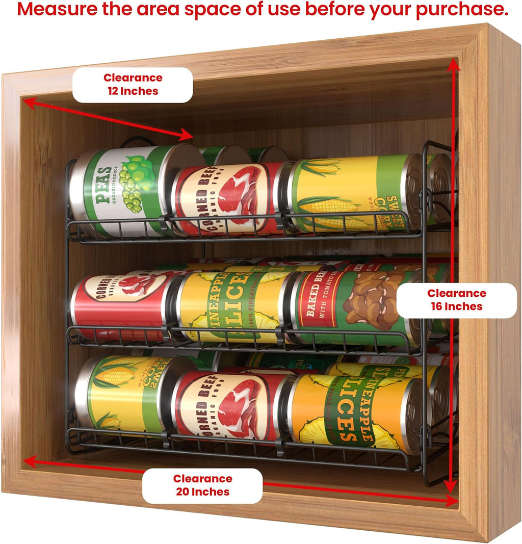 Kitchen Storage Rack Organizer 16.5 x 12.5 x 13.5 Inch, Stackable, Holds Upto 36 Cans for Kitchen Cabinet or Pantry Fast Forward