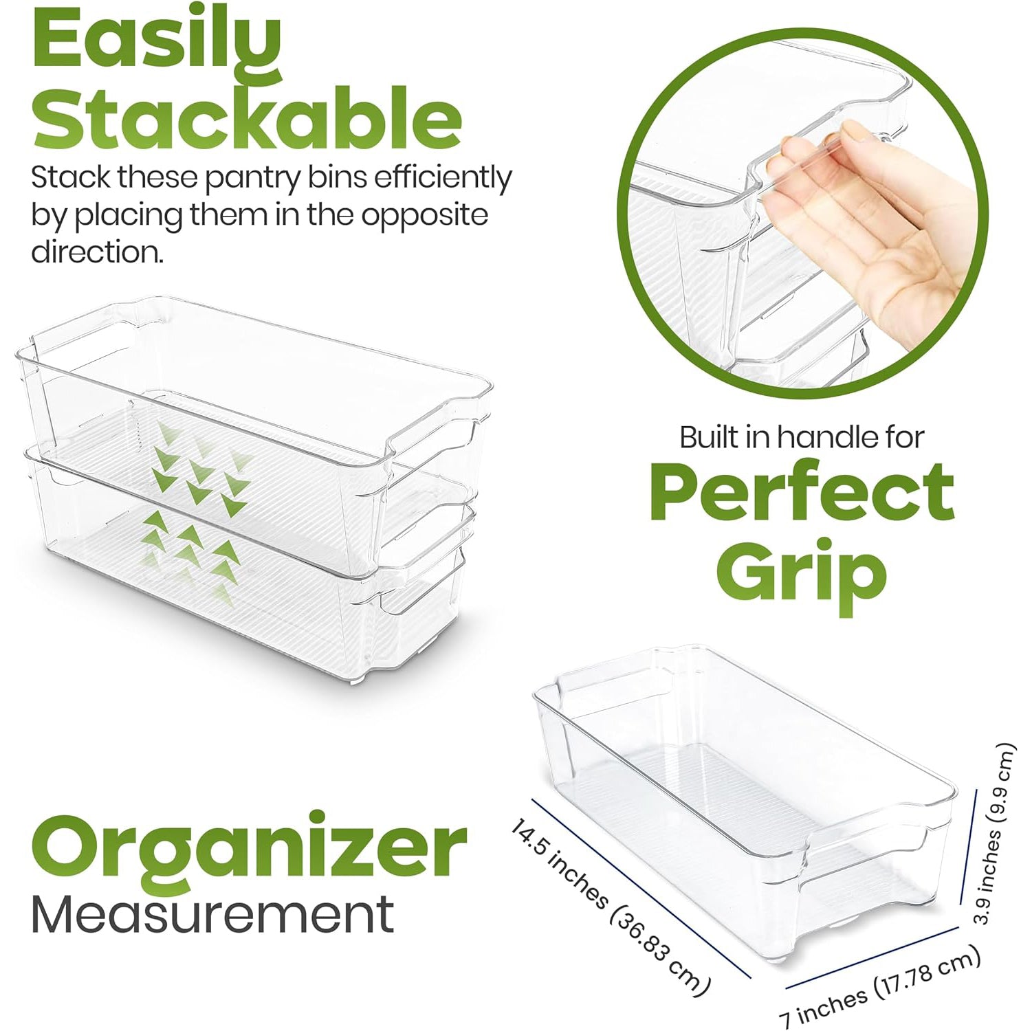 Fridge Organizer 2 Refrigerator Organizer Bins Storage Bins for Freezers Countertops and Cabinets Pantry Organization