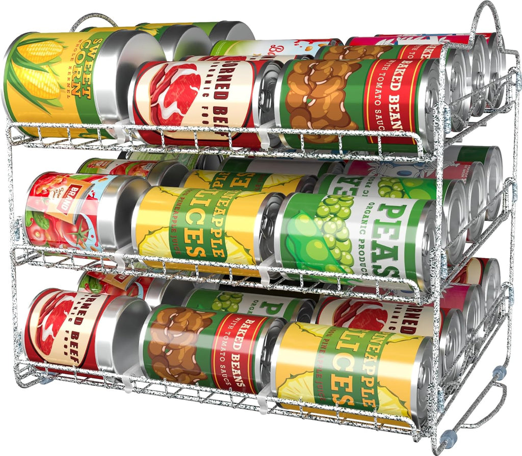 kitchen storage rack organizer stackable pantry cabinet rack for cans and jars - lifestyle use view