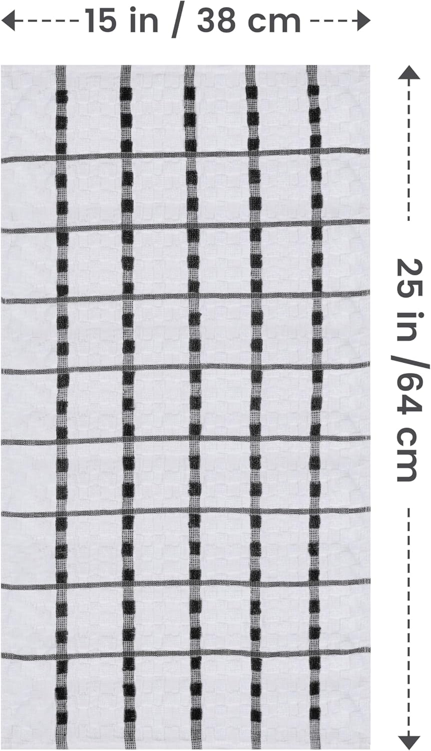 Kitchen Towels 12 Pack, 15 x 25 Inches, 100% Ring Spun Cotton Super Soft and Absorbent Linen Dish, Tea and Bar Towels Set