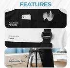 Apron with 2 Pockets Adjustable Bib & Neck Strap with Extra Long Ties Pack of 2