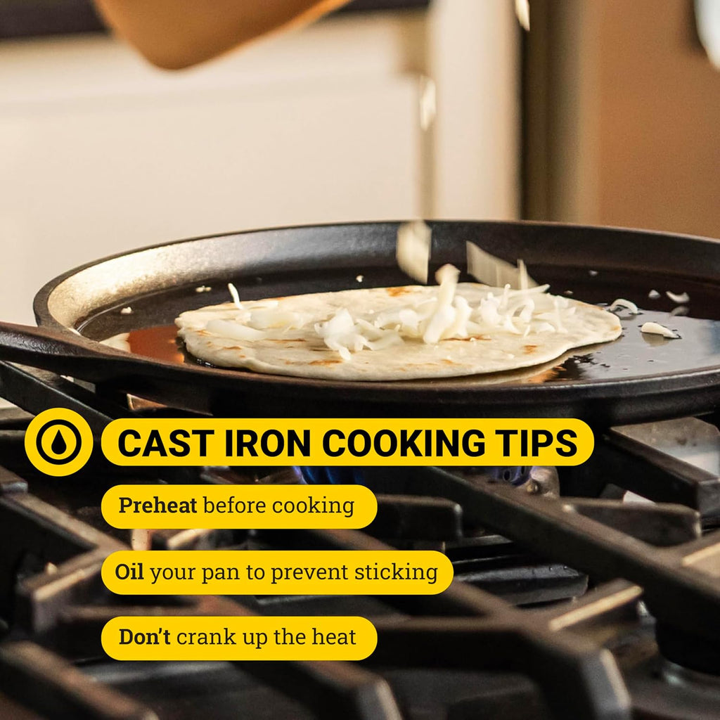 11.5-Inch Pre-Seasoned Cast Iron Tawa – Dosa Pan & Pizza Pan Fast Forward