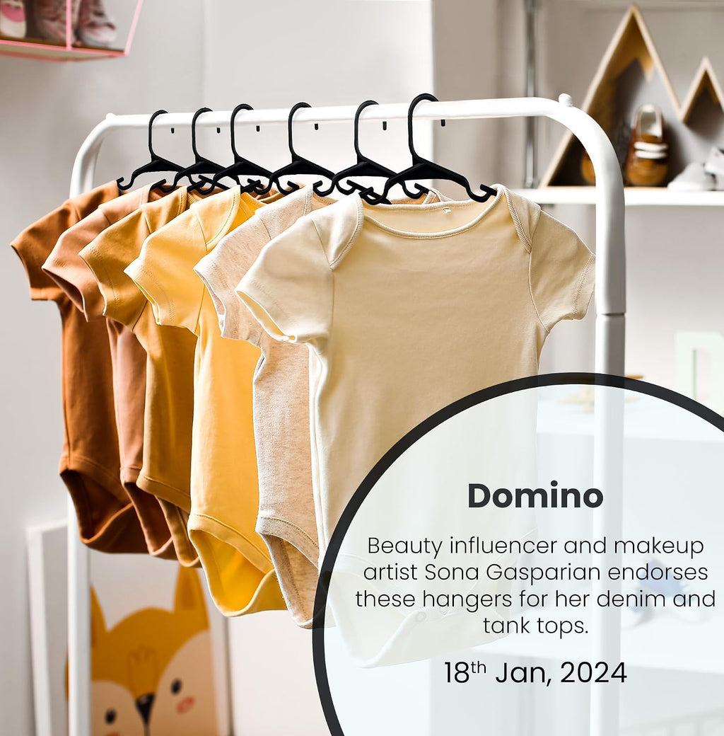Kids Hangers Pack of 20, Non-Slip Durable Space-Saving Plastic Clothes Hangers for Baby, Toddler & Children’s Wardrobe