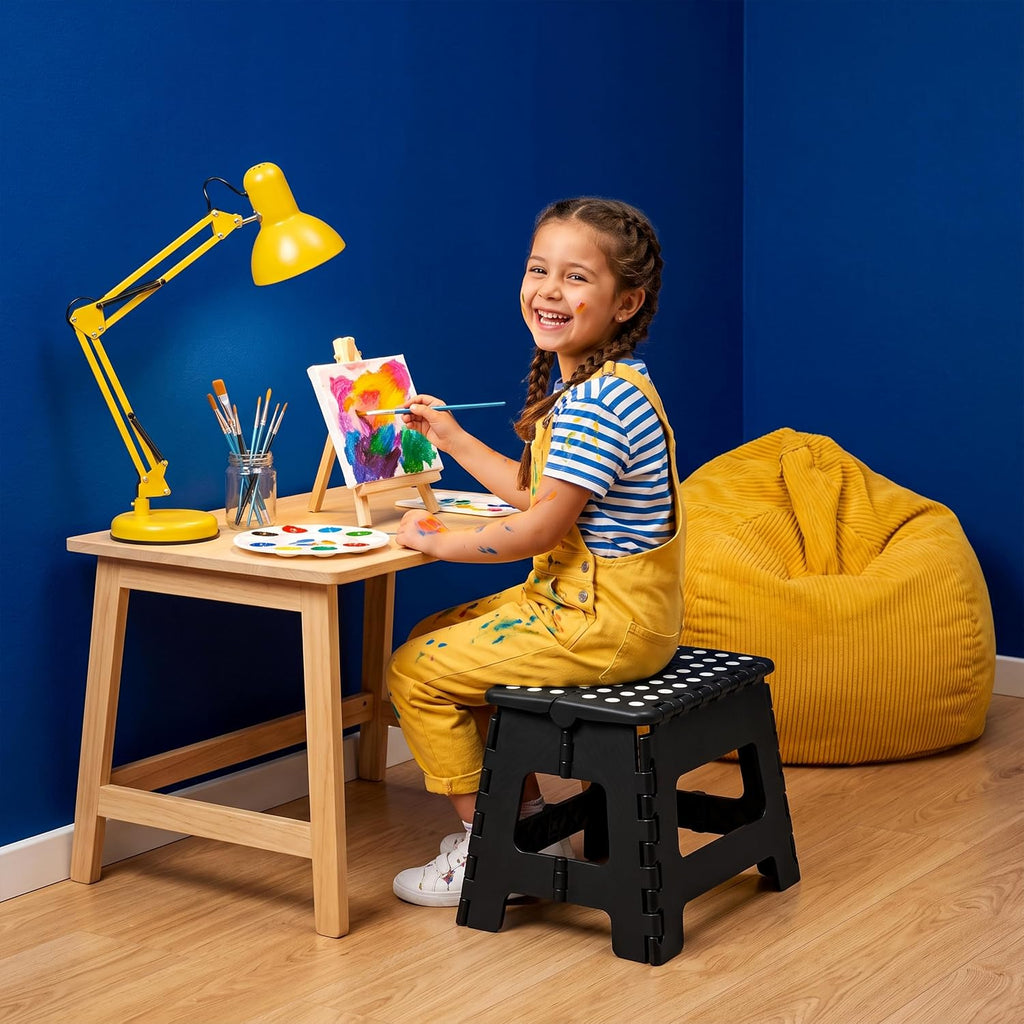 Foldable Step Stool for Kids & Home, Lightweight 11-Inch Wide Plastic Stool with 136kg Capacity for Bathroom Kitchen Use