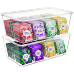 Tea Bag Organizer Stackable with Clear Top Lid Kitchen Cabinets Pantry