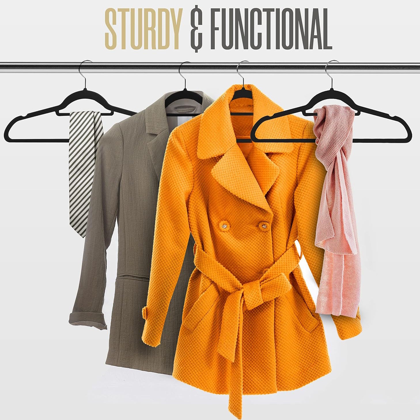 Premium Velvet Hangers with Tie Bar Non-Slip Durable with 360 Degree Rotatable Hook