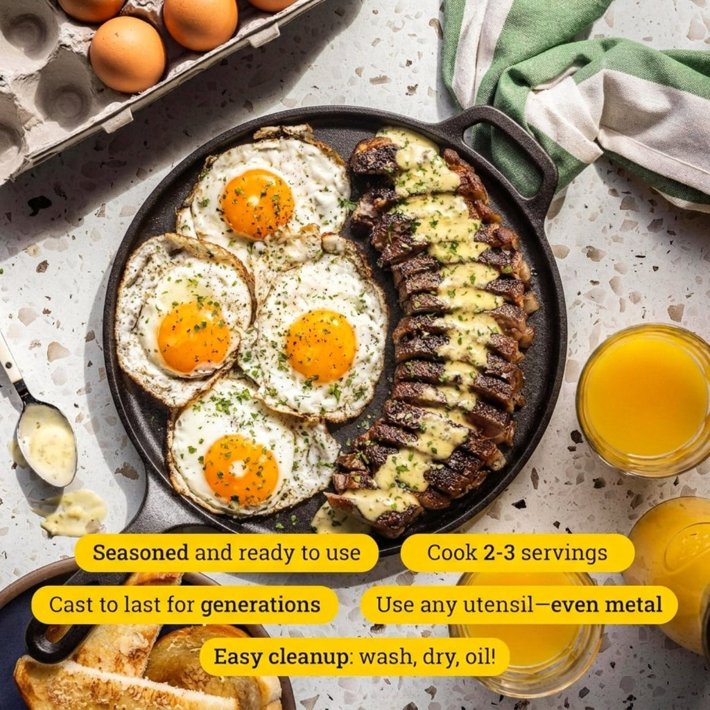 11.5-Inch Pre-Seasoned Cast Iron Tawa – Dosa Pan & Pizza Pan Fast Forward