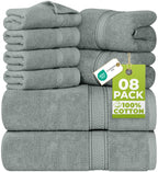 8 Piece Towel Set - 2 Bath Towels, 2 Hand Towels and 4 Washcloths Cotton Hotel Quality Super Soft and Highly Absorbent Fast Forward