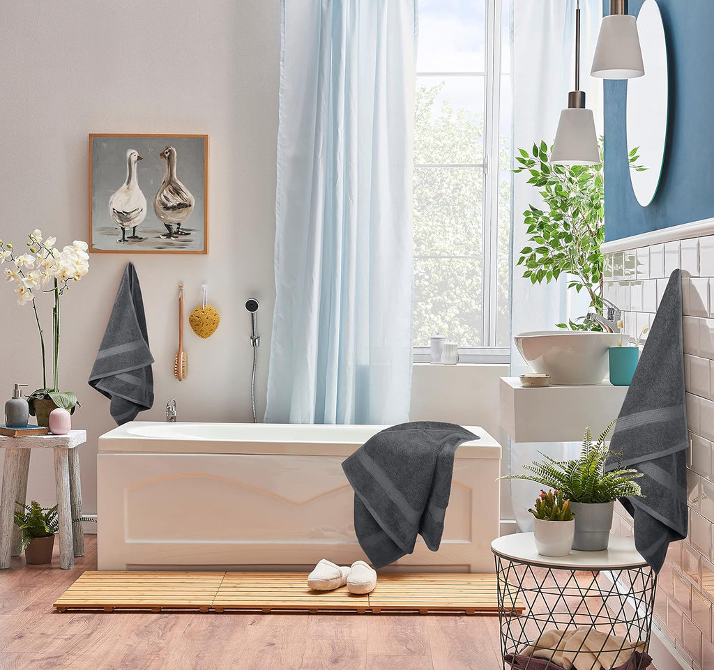 8 Piece Towel Set - 2 Bath Towels, 2 Hand Towels and 4 Washcloths Cotton Hotel Quality Super Soft and Highly Absorbent