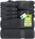 8 Piece Towel Set - 2 Bath Towels, 2 Hand Towels and 4 Washcloths Cotton Hotel Quality Super Soft and Highly Absorbent Fast Forward