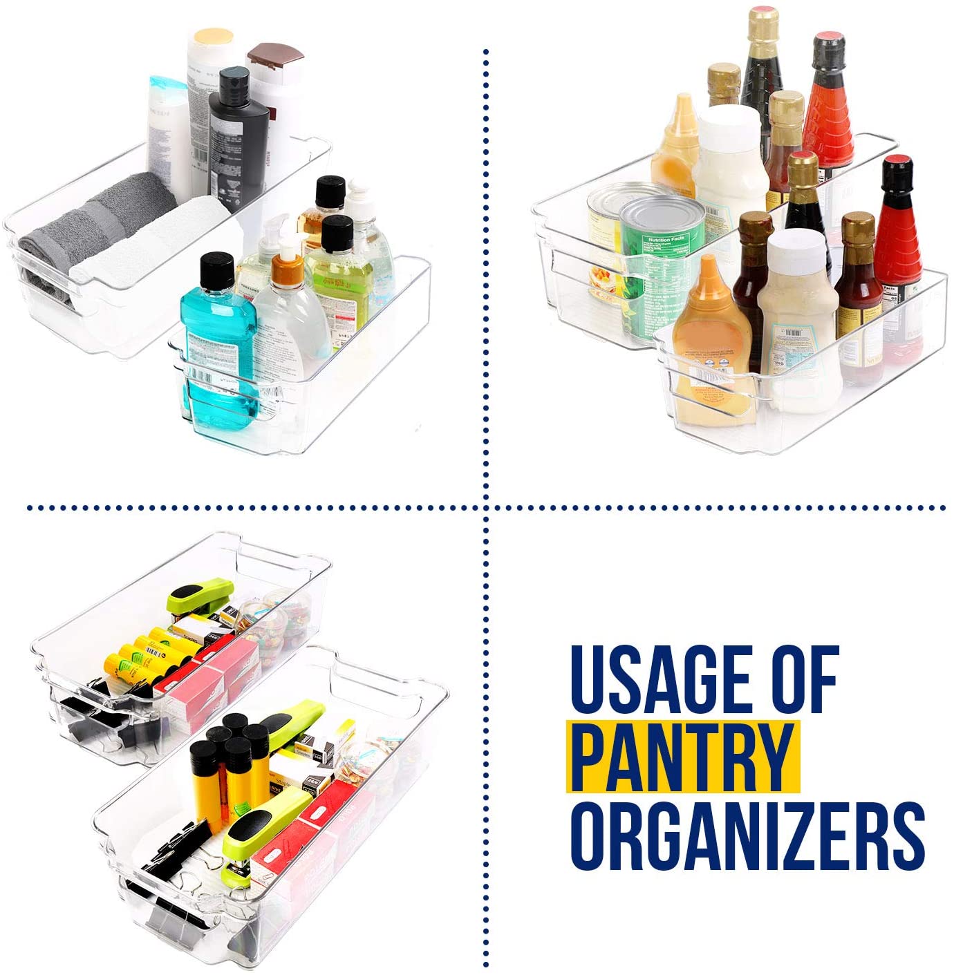 Fridge Organizer 2 Refrigerator Organizer Bins Storage Bins for Freezers Countertops and Cabinets Pantry Organization Fast Forward