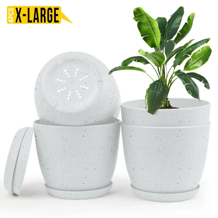 Extra Large Plant Pots for Indoor/Outdoor Use with Drainage. Available in Multi-Packs and Six Vibrant Colors