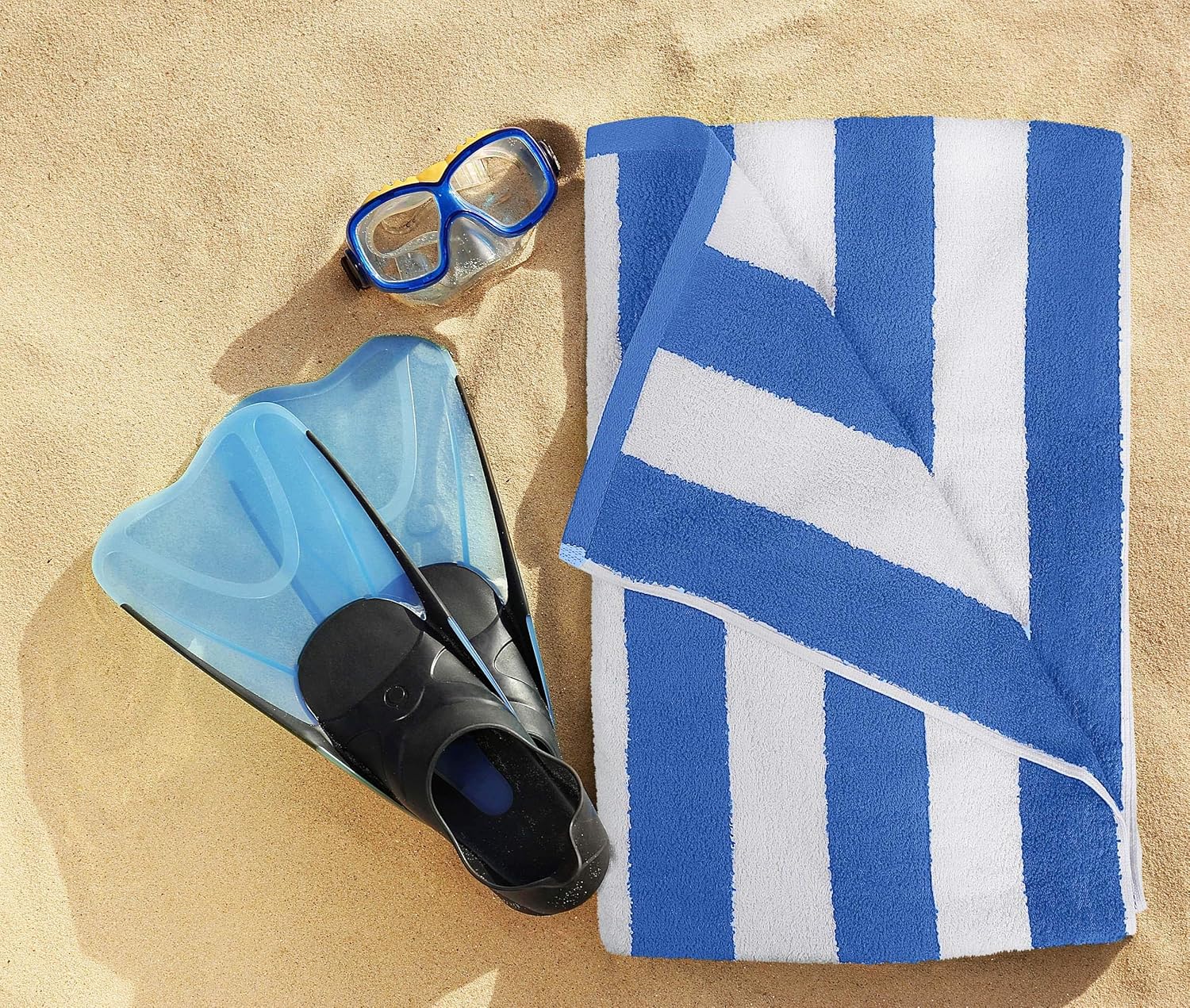 Cabana Stripe Beach Towel, 30 by 60 Inches, Oversized 100% Ring Spun Cotton Pool Towels, Highly Absorbent Quick Dry Bath Towels for Beach